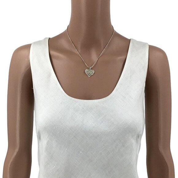 Mix It Necklace Earrings Set Silver Tone Rhinestone Inlay Heart - Picture 3 of 3